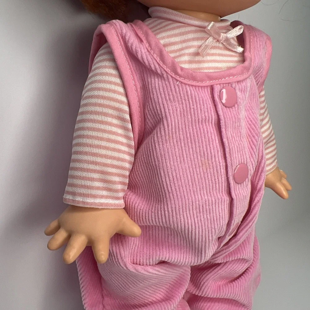 Vintage 1990 Galoob Baby Face So Shy Sherri #9 Doll Green Eyes Pink Overalls